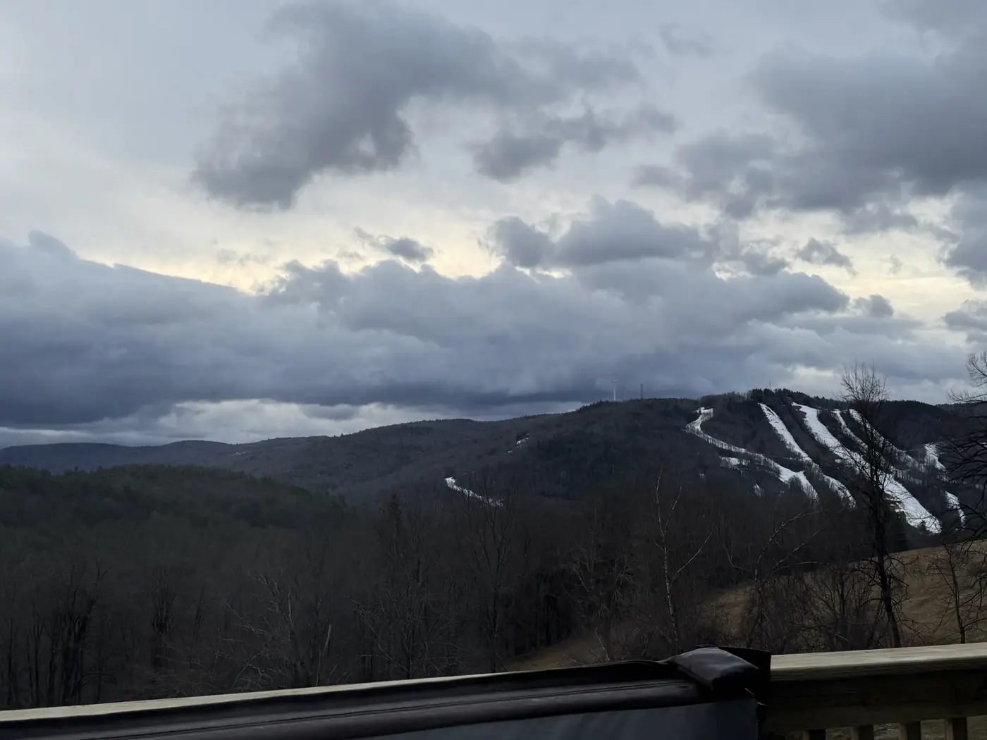 A cloudy ridgeline seen from the deck